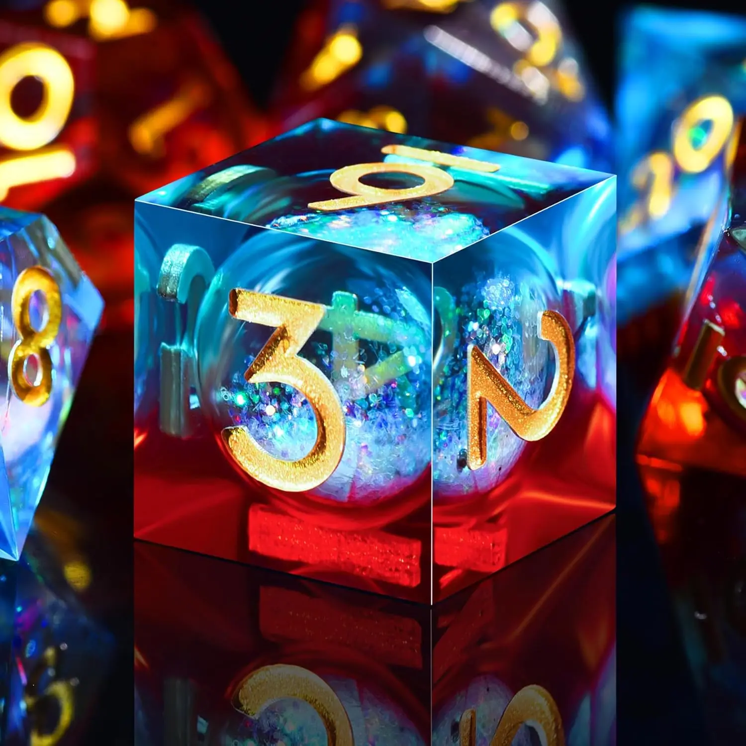 Набор из 7 кубиков ручной работы из смолы, многогранных кубиков для обучения математике, подходящих для ролевых игр и настольных игр. 
Набор из 7 кубиков ручной работы из смолы, многогранных кубиков для обучения математике, подходящих для ролевых игр и настольных игр.