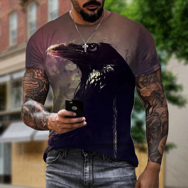 Летние мужские футболки с 3D креативным животным принтом Raven Bird, модные повседневные спортивные футболки в стиле Харадзюку, повседневные уличные топы с короткими рукавами
Летние мужские футболки с 3D креативным животным принтом Raven Bird, модные повседневные спортивные футболки в стиле Харадзюку, повседневные уличные топы с короткими рукавами