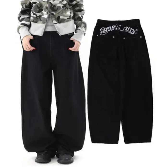 Retro Washed Embroidered Letter Denim Pants High Waist Loose Fit Ladies Casual Black Cotton Jeans Spring Season Fashion
Retro Washed Embroidered Letter Denim Pants High Waist Loose Fit Ladies Casual Black Cotton Jeans Spring Season Fashion