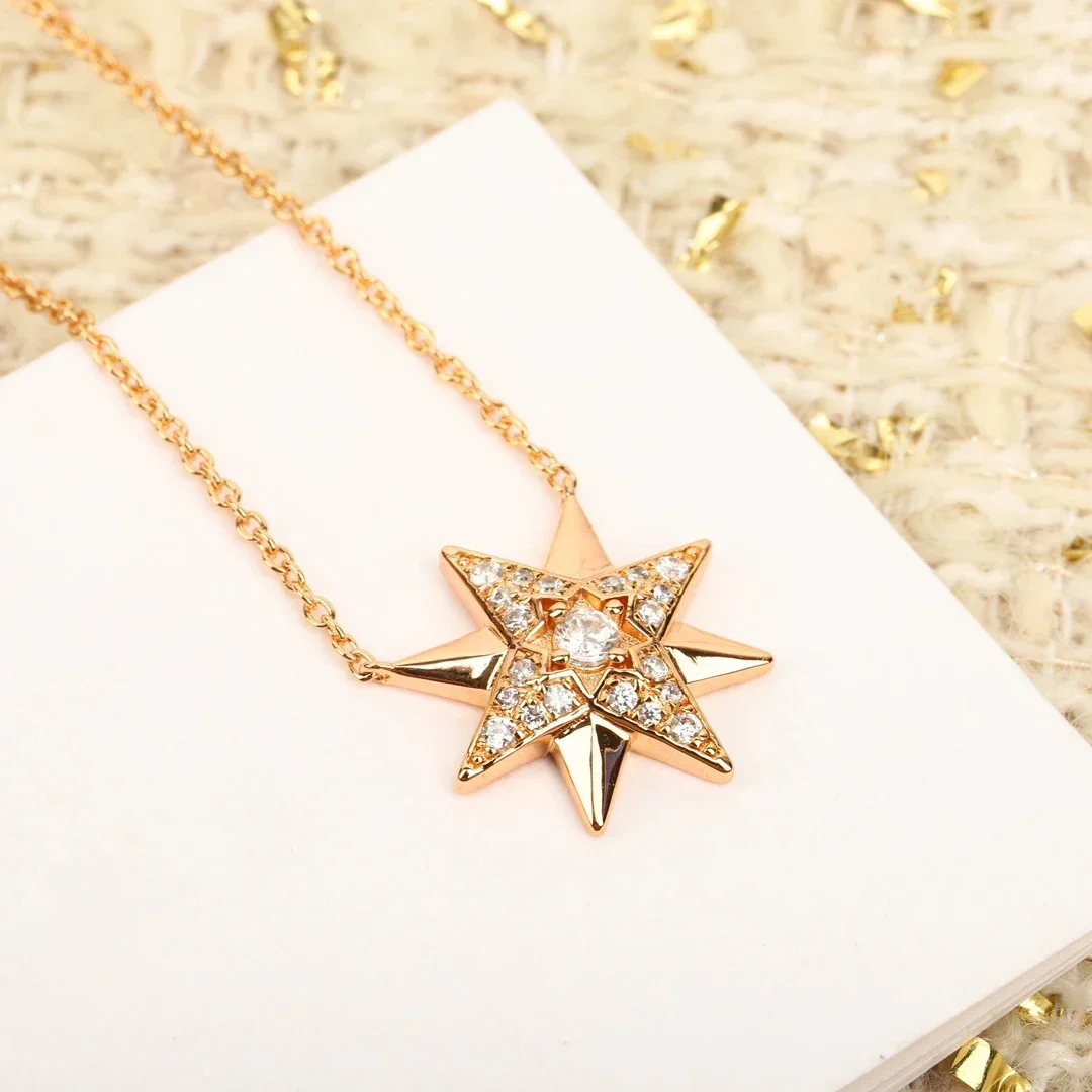 Hot Europe Designer Rose Gold Star Diamond 925 Silver Necklace Woman Top Quality Luxury Jewelry Boutique Trend
Hot Europe Designer Rose Gold Star Diamond 925 Silver Necklace Woman Top Quality Luxury Jewelry Boutique Trend