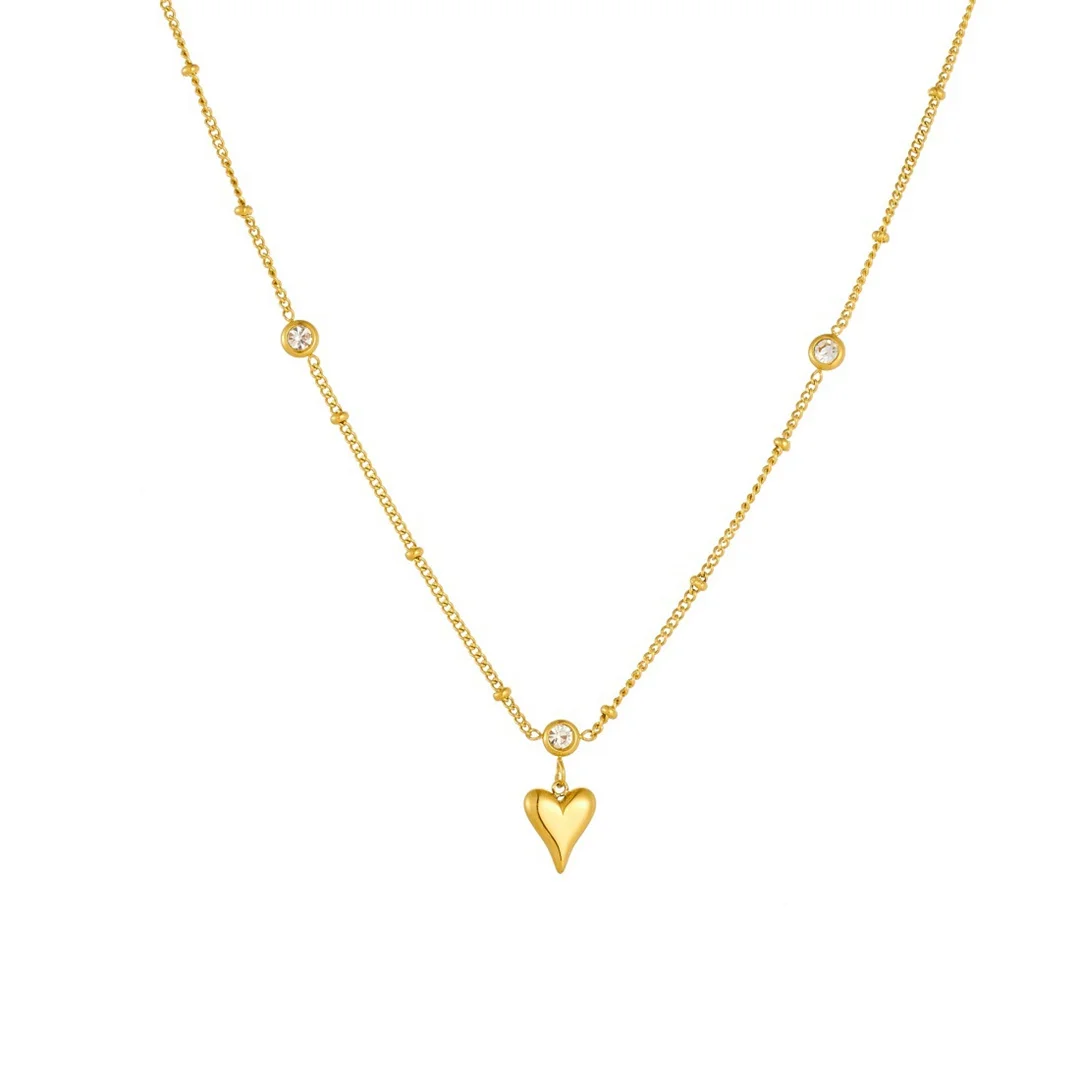 Punk Statement Zirconia Love Heart Charm Pendant Female Gold Color Stainless Steel Bead Chain Choker Necklace for Women Jewelry
Punk Statement Zirconia Love Heart Charm Pendant Female Gold Color Stainless Steel Bead Chain Choker Necklace for Women Jewelry