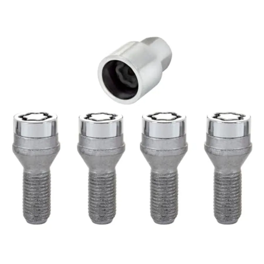 27226 Chrome Bolt Style Cone Seat Wheel Locks M14 x 1.25 Thread Size - Set of 4 Chrome and Grey Size: Set of 4 Locks and 1 Key
27226 Chrome Bolt Style Cone Seat Wheel Locks M14 x 1.25 Thread Size - Set of 4 Chrome and Grey Size: Set of 4 Locks and 1 Key