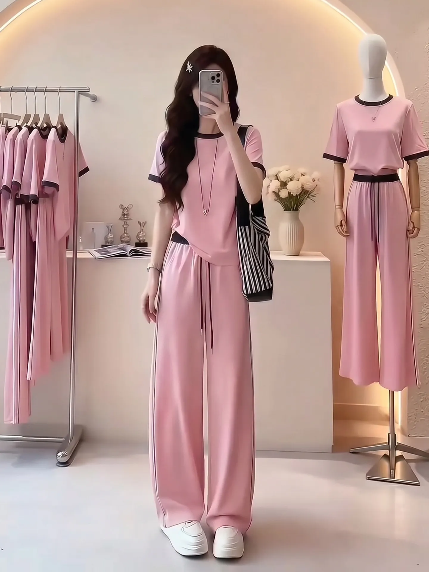 Summer Anti-Aging Fashionable Color Block T-Shirt And Wide Leg Pants Set Casual Versatile High Waist Breathable Lightweight r...
Summer Anti-Aging Fashionable Color Block T-Shirt And Wide Leg Pants Set Casual Versatile High Waist Breathable Lightweight r...
