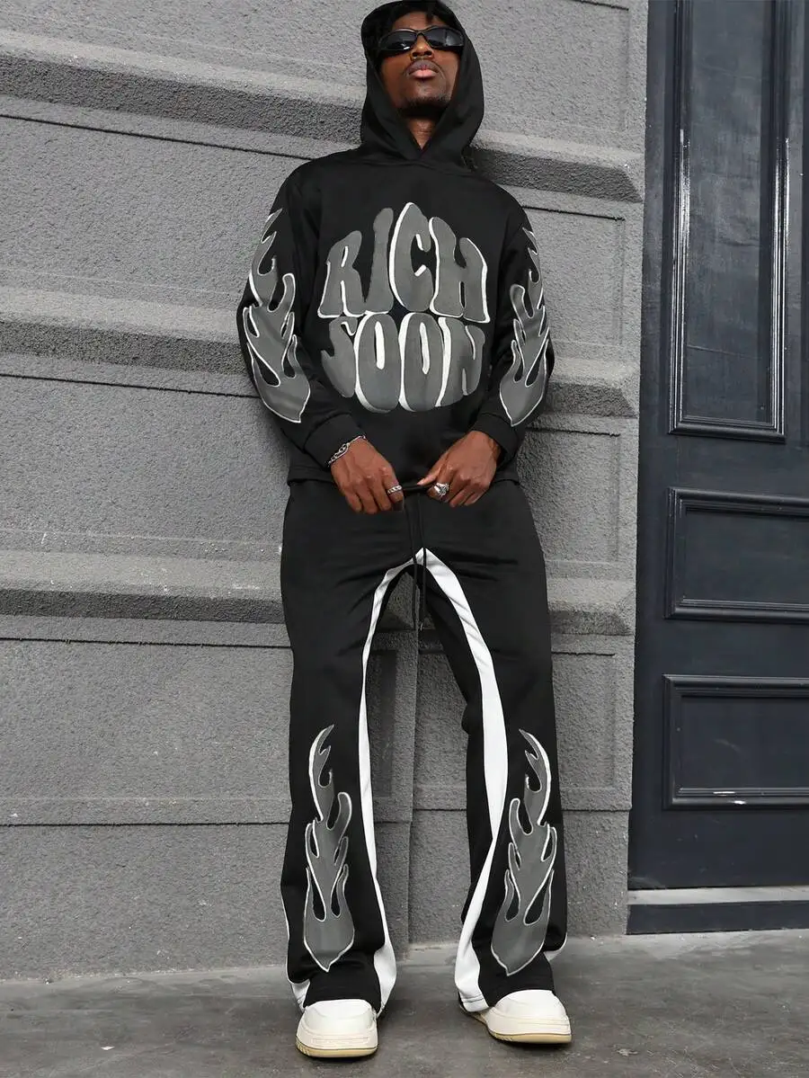 Men Street Style Letter Print Hoodie And Drawstring Loose Pants Set Spring Autumn Casual Tracksuit
Men Street Style Letter Print Hoodie And Drawstring Loose Pants Set Spring Autumn Casual Tracksuit