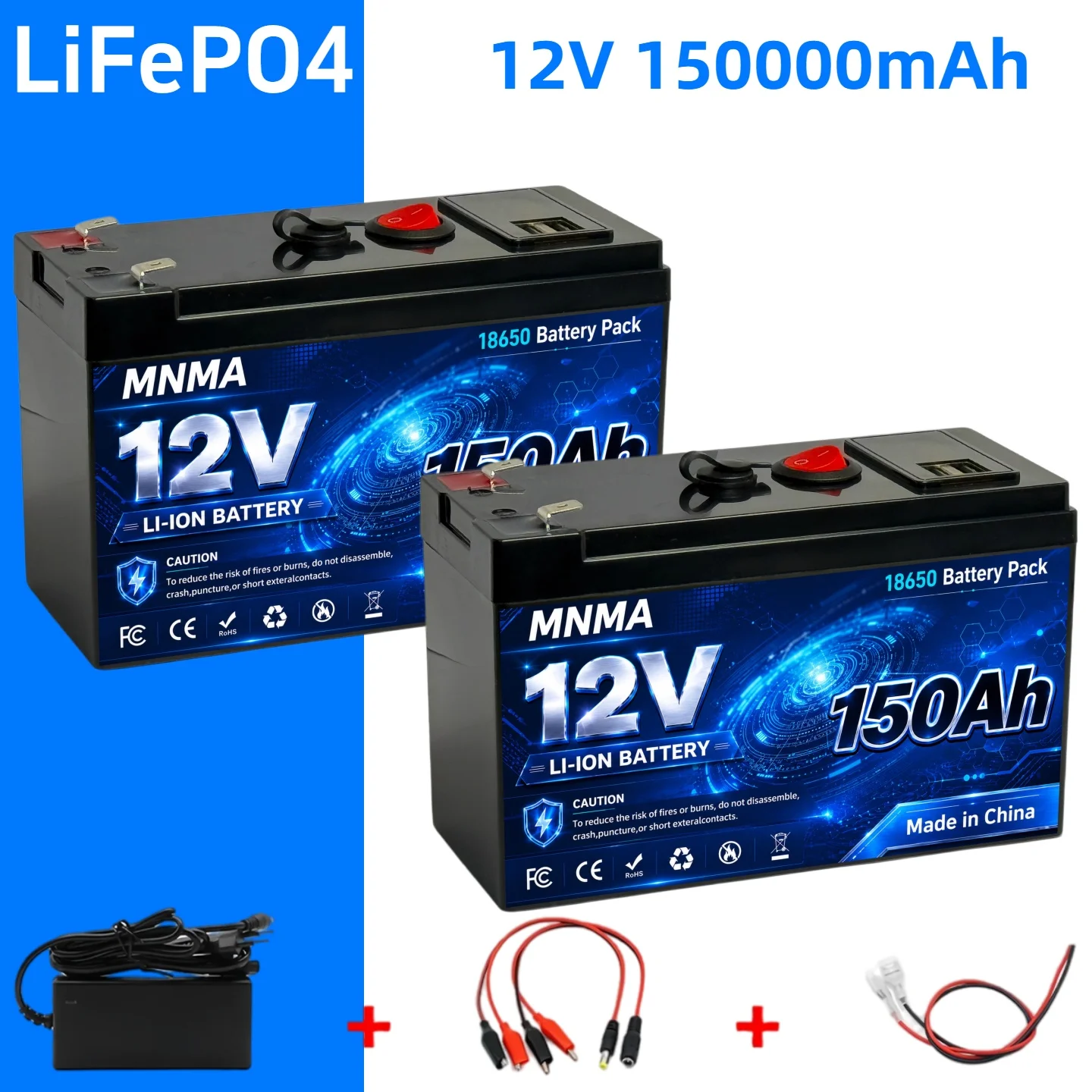 LiFePO4 12V 150Ah Rechargeable Lithium Battery Built-in BMS Perfect for Ride on Toys solar panels Fish Finders with Charger
LiFePO4 12V 150Ah Rechargeable Lithium Battery Built-in BMS Perfect for Ride on Toys solar panels Fish Finders with Charger