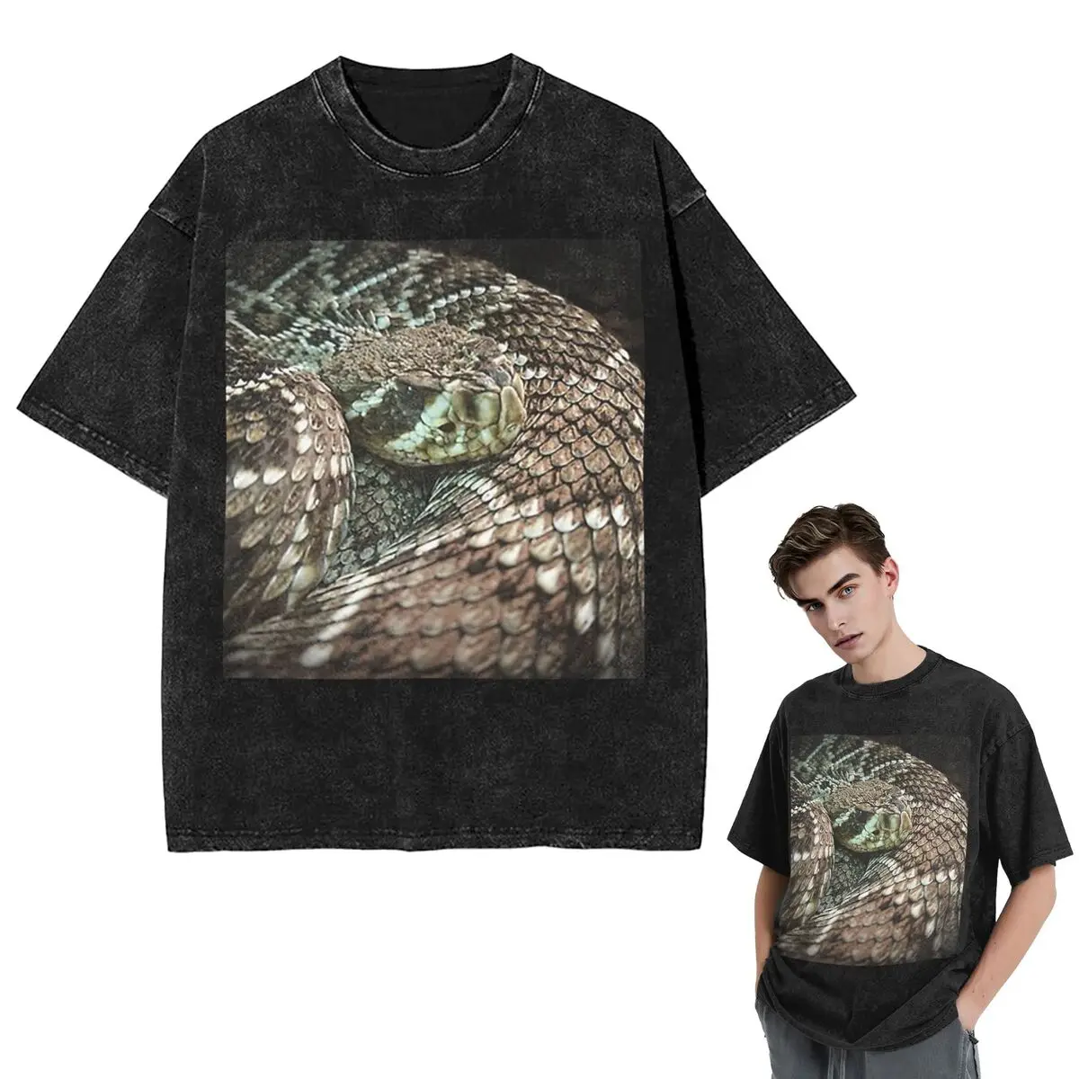 Streetwear T-Shirts Snake, Coiled Diamondback Rattlesnake Washed T Shirt Short Sleeve Hip Hop T-Shirt Tops Tees for Men Women
Streetwear T-Shirts Snake, Coiled Diamondback Rattlesnake Washed T Shirt Short Sleeve Hip Hop T-Shirt Tops Tees for Men Women