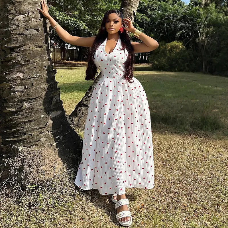 Women's Clothing 2025 Summer New Fresh Halter Neck V-neck Printed High Waist Long Dress 2025 Summer Dress Robe Vestido Women
Women's Clothing 2025 Summer New Fresh Halter Neck V-neck Printed High Waist Long Dress 2025 Summer Dress Robe Vestido Women