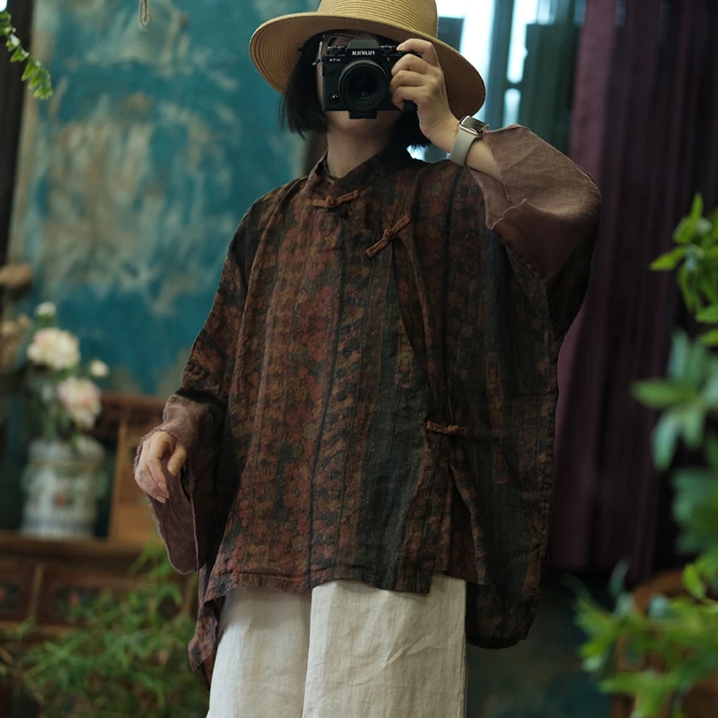 Oversized Women Casual Linen Shirt New 2026 Spring Chinese Style Vintage Floral Print Female Batwing Sleeve Tops Shirts M2651
Oversized Women Casual Linen Shirt New 2026 Spring Chinese Style Vintage Floral Print Female Batwing Sleeve Tops Shirts M2651