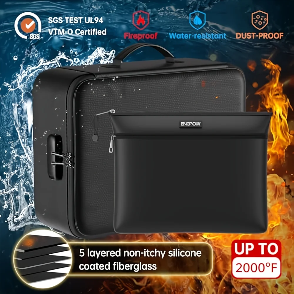 Огнестойкая сумка для документов 2 в 1 с замком, огнестойкая и водонепроницаемая сумка для хранения документов с карманом для денег, безопасная огнестойкая сумка
Огнестойкая сумка для документов 2 в 1 с замком, огнестойкая и водонепроницаемая сумка для хранения документов с карманом для денег, безопасная огнестойкая сумка