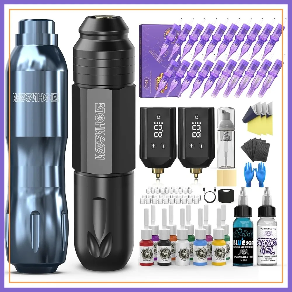 Wireless Tattoo Gun Kit - Professional Dual Pen Tattoo Machine with 1200mAh Batteries, Inks, Practice Skin & Full Accessories for Artists
Wireless Tattoo Gun Kit - Professional Dual Pen Tattoo Machine with 1200mAh Batteries, Inks, Practice Skin & Full Accessories for Artists