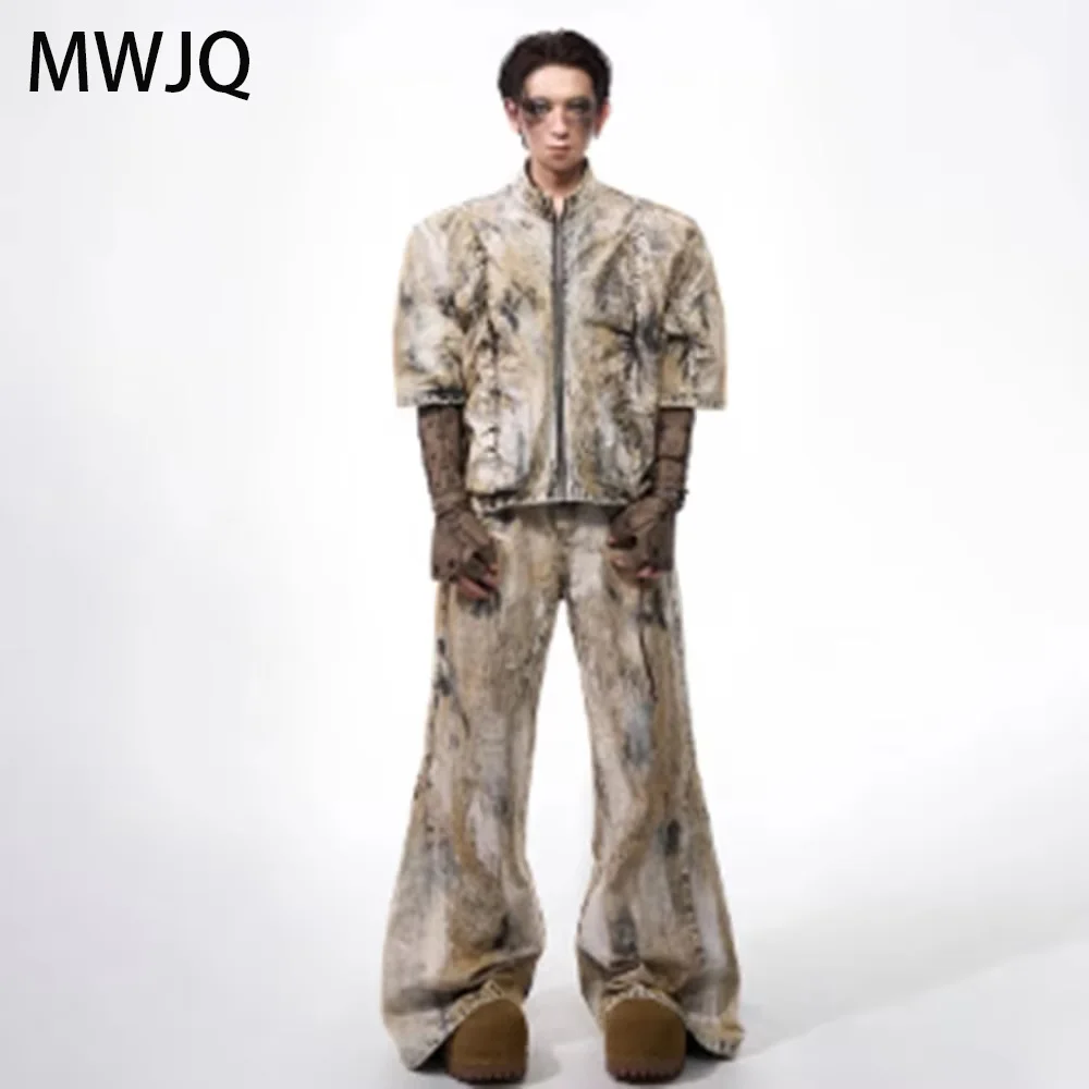 MWJQ Y2K Pleated Distress Denim Sets Stand Collar Short Shoulder Pads Jacket Retro Boot Cut Jeans Street Ropa Hombre Tide 010307
MWJQ Y2K Pleated Distress Denim Sets Stand Collar Short Shoulder Pads Jacket Retro Boot Cut Jeans Street Ropa Hombre Tide 010307