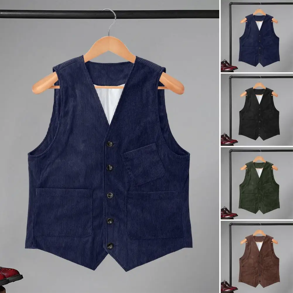 Corduroy Vest Coat Men's Corduroy V-neck Vest Coat with Pockets Single Breasted Buttons Waistcoat Solid Color Jacket
Corduroy Vest Coat Men's Corduroy V-neck Vest Coat with Pockets Single Breasted Buttons Waistcoat Solid Color Jacket