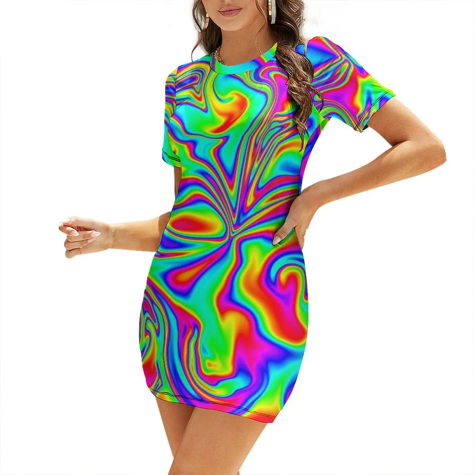 Psychedelic Rainbow Marbleized Pattern Short-Sleeved Dress women's summer dress 2025 Summer women's clothing Dress
Psychedelic Rainbow Marbleized Pattern Short-Sleeved Dress women's summer dress 2025 Summer women's clothing Dress
