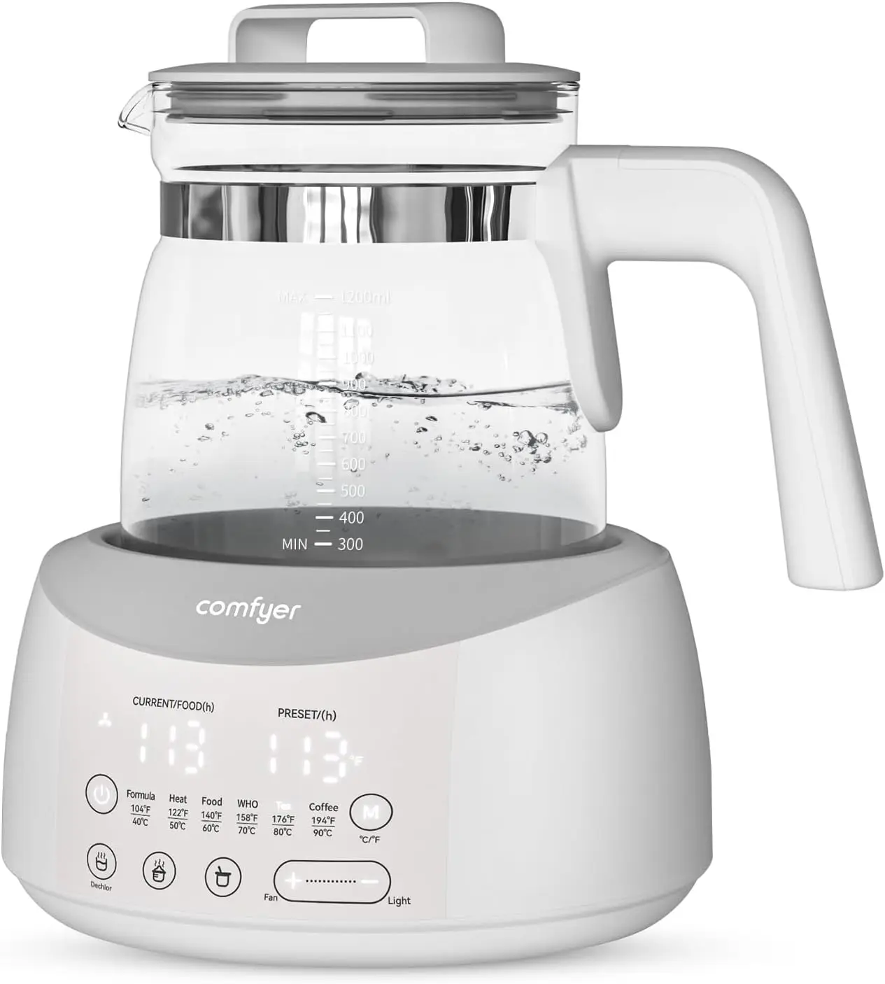 Instant Baby Bottle Warmer with Night Light, Cooling Fan & 6 Temp Presets - Electric Kettle for Formula, Tea & Coffee
Instant Baby Bottle Warmer with Night Light, Cooling Fan & 6 Temp Presets - Electric Kettle for Formula, Tea & Coffee