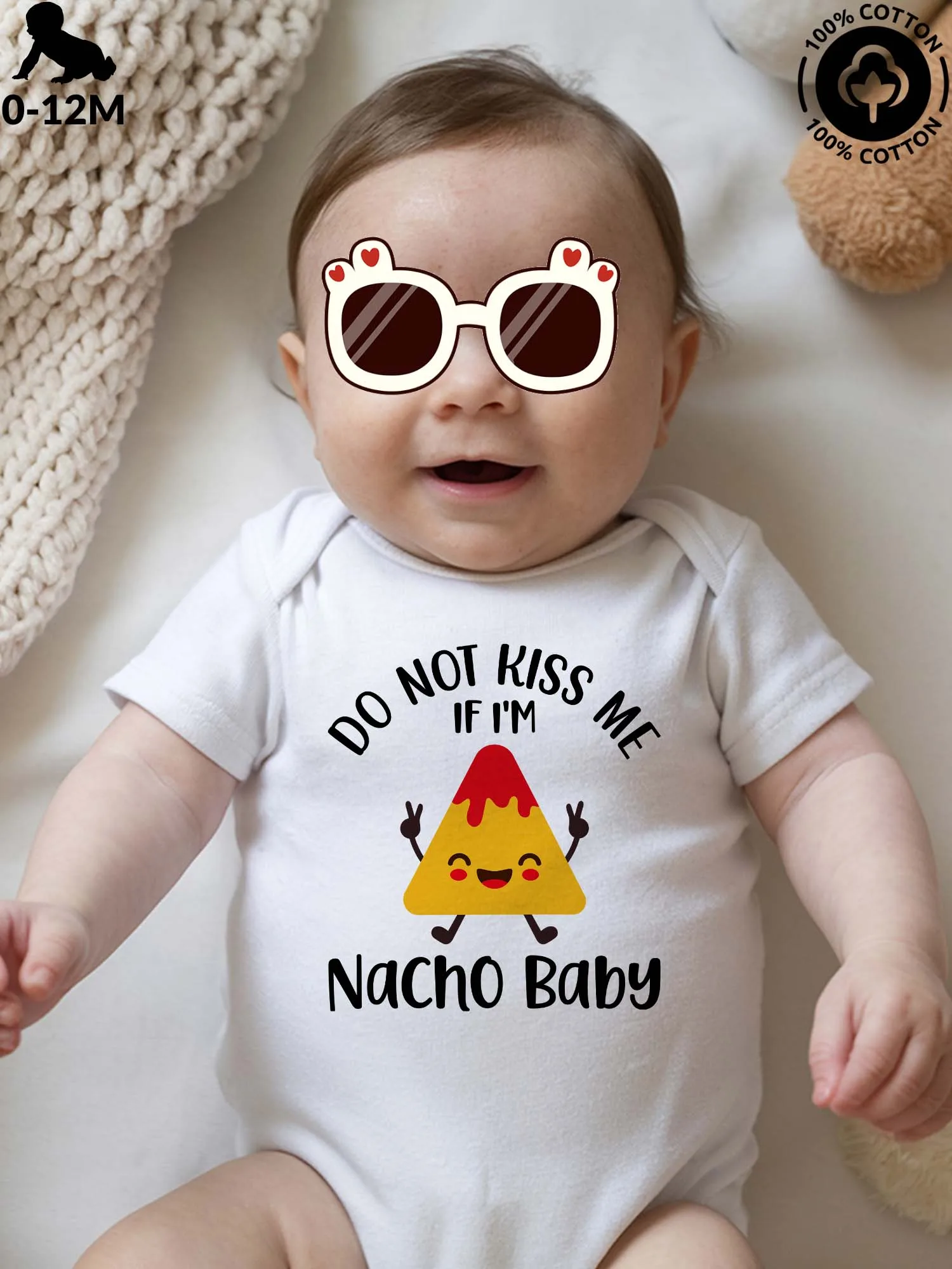 Do Not Kiss Me If I'm Nacho Baby Unisex Baby Crawling Suit, Pure Cotton Soft Onesie, All-Season Wear White Bodysuit 190GSM
Do Not Kiss Me If I'm Nacho Baby Unisex Baby Crawling Suit, Pure Cotton Soft Onesie, All-Season Wear White Bodysuit 190GSM