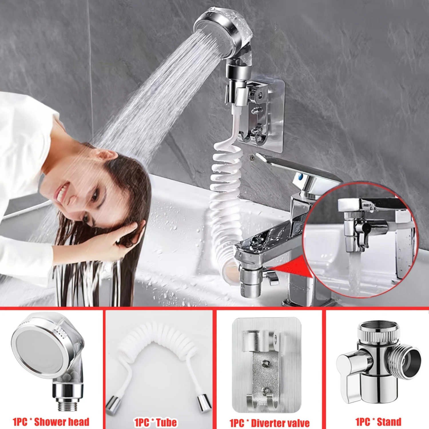 4PCS Shower Head Set, Faucet Extender, Bathroom Kitchen Sink Faucet Sprayer, Adjustable Hair Washing Washbasin External Shower
4PCS Shower Head Set, Faucet Extender, Bathroom Kitchen Sink Faucet Sprayer, Adjustable Hair Washing Washbasin External Shower