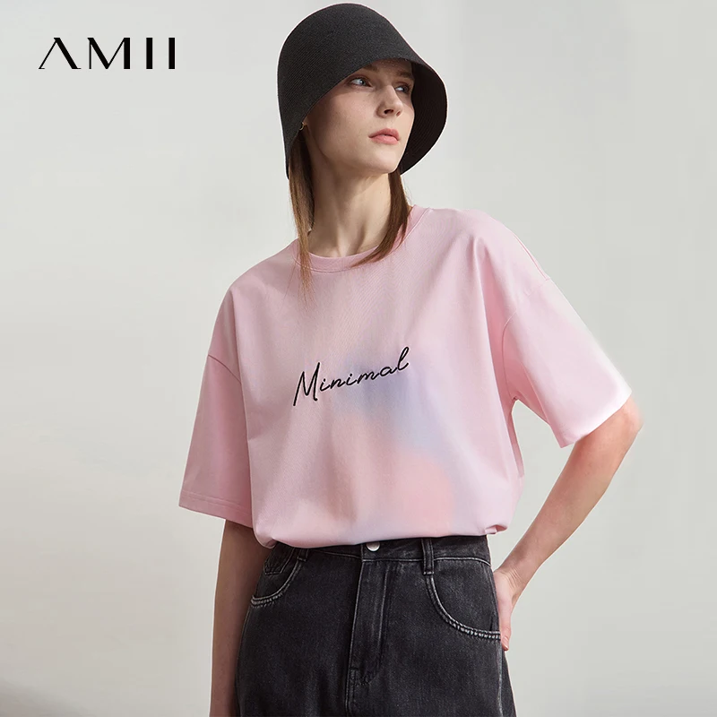 Amii Minimalist New Summer T-shirt for Women Loose Mid Length Letter Embroidery Dopamine Colorful Tees Gradient T-shirt 12512011
Amii Minimalist New Summer T-shirt for Women Loose Mid Length Letter Embroidery Dopamine Colorful Tees Gradient T-shirt 12512011