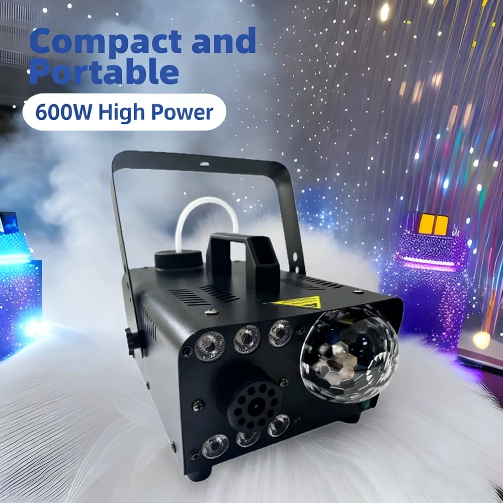 600W Portable Fog Machine 6LEDs Remote Control Disco Balls Colorful Smoke Machine For Stage Christmas Party Live Webcast
600W Portable Fog Machine 6LEDs Remote Control Disco Balls Colorful Smoke Machine For Stage Christmas Party Live Webcast