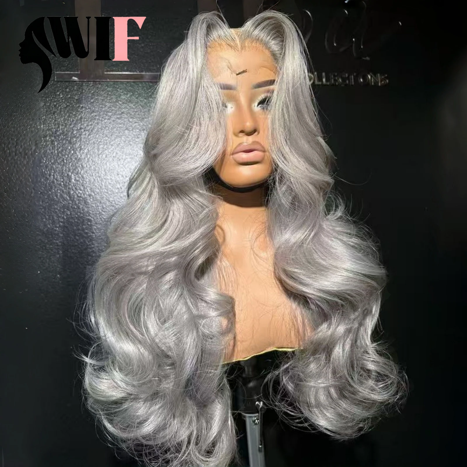 WIF Grey Body Wave Synthetic Wig Long Wave Grey Natural Hairline Lace Front Wig Heat Friendly Fiber Women Daily Hair
WIF Grey Body Wave Synthetic Wig Long Wave Grey Natural Hairline Lace Front Wig Heat Friendly Fiber Women Daily Hair