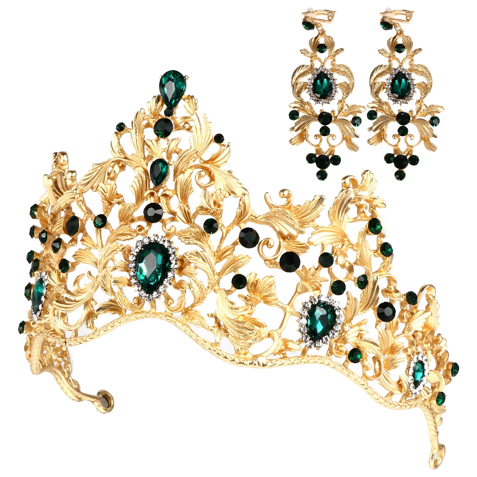 1 set Baroque Crown Headwear Rhinestone Tiara Earring Set For Wedding Bridal Party Hair Decor Fashion Headdress Tiar Crown
1 set Baroque Crown Headwear Rhinestone Tiara Earring Set For Wedding Bridal Party Hair Decor Fashion Headdress Tiar Crown