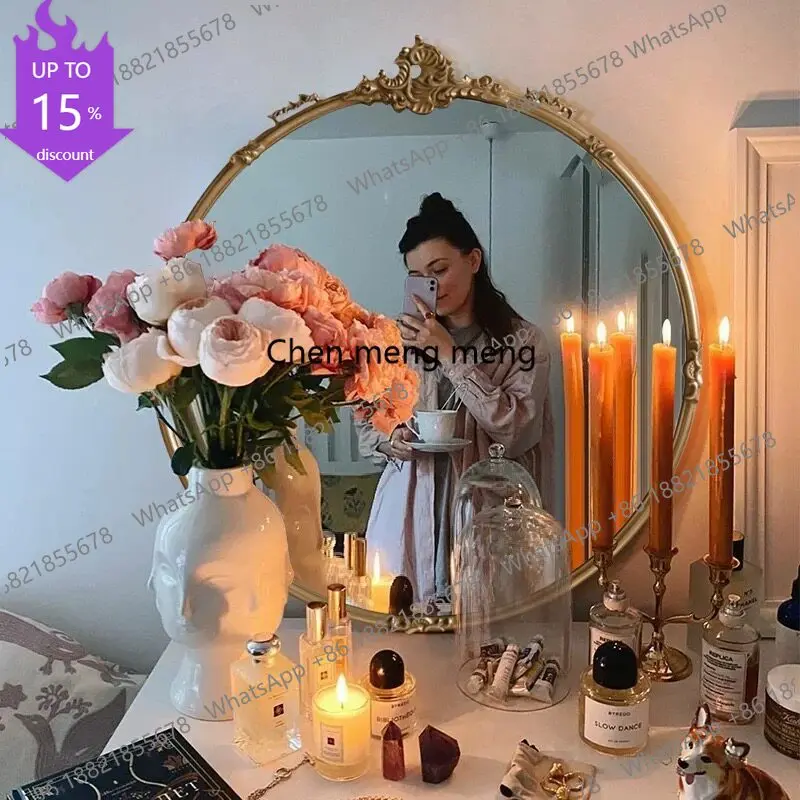 B178 French carved retro bathroom mirror round wall hanging wall vanity mirror round bathroom mirror
B178 French carved retro bathroom mirror round wall hanging wall vanity mirror round bathroom mirror