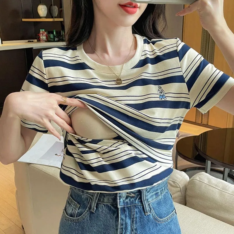 Summer Spicy Mom Breastfeeding Top Short Sleeved Round Neck Nursing Shirts Postpartum Woman Lactation Tees Cotton T-Shirt
Summer Spicy Mom Breastfeeding Top Short Sleeved Round Neck Nursing Shirts Postpartum Woman Lactation Tees Cotton T-Shirt