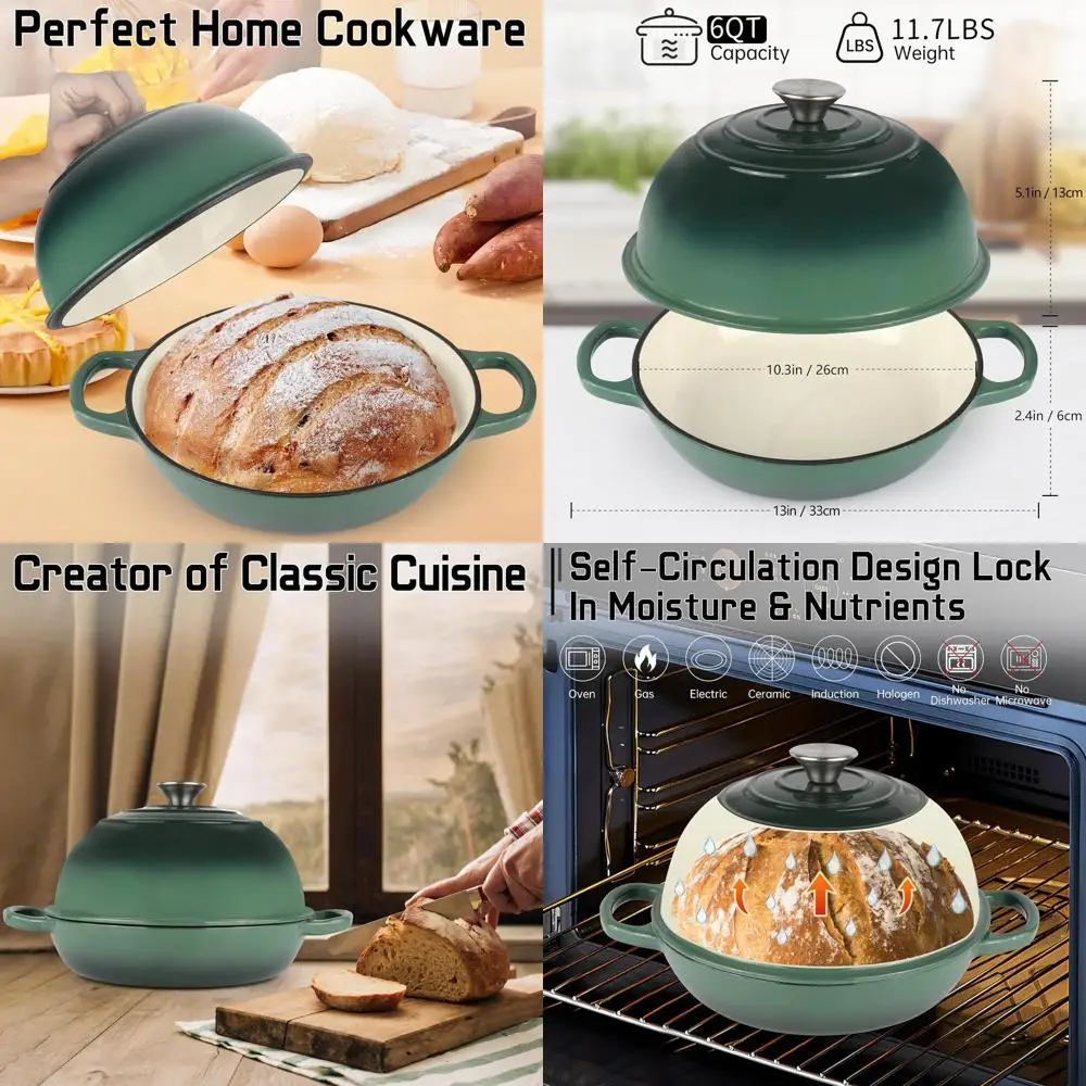 Enameled Cast Iron Bread Oven, Dutch Oven Pot with Lid, 10" Bread Dutch Oven for Sourdough Bread Baking, 6 Quarts Bread Pan with
Enameled Cast Iron Bread Oven, Dutch Oven Pot with Lid, 10" Bread Dutch Oven for Sourdough Bread Baking, 6 Quarts Bread Pan with