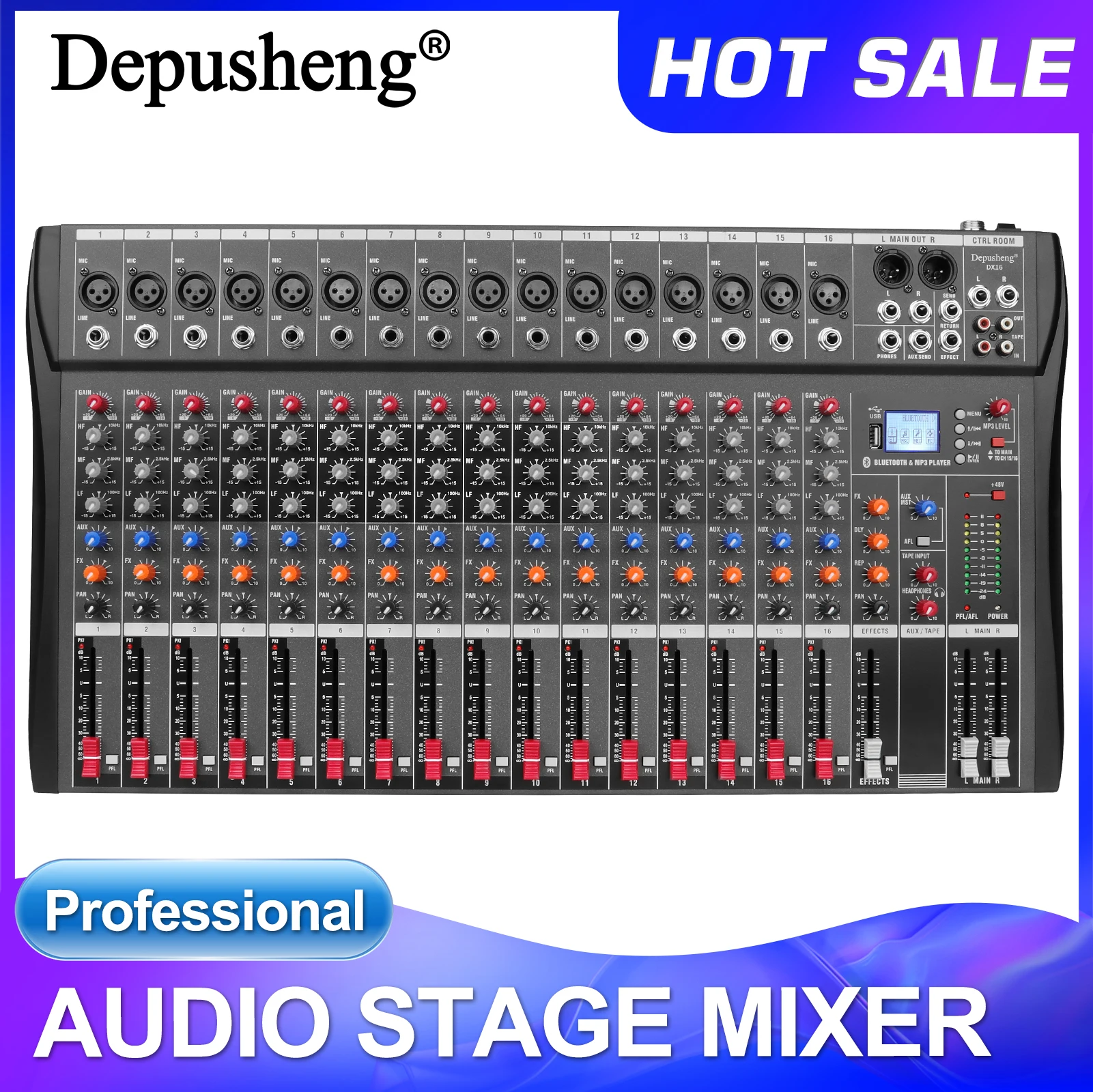 Professional 16-Channel Audio Mixer Depusheng DX16 Advanced Sound Control for Studio and Live Performances, Perfect for DJ and
Professional 16-Channel Audio Mixer Depusheng DX16 Advanced Sound Control for Studio and Live Performances, Perfect for DJ and