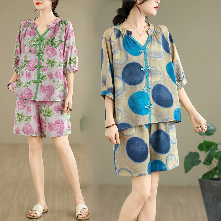 New Chinese Style Cotton Linen Set Top Casual Shorts Two Piece Set Summer 2026 Women's Clothing Commute Artistic Fashion
New Chinese Style Cotton Linen Set Top Casual Shorts Two Piece Set Summer 2026 Women's Clothing Commute Artistic Fashion