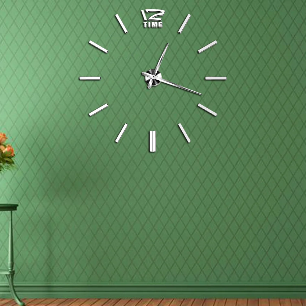 3D DIY Wall Clock Modern Large Frameless Mirror Wall Stickers Clock for Home Living Room Bedroom Decoration (Silver) 
3D DIY Wall Clock Modern Large Frameless Mirror Wall Stickers Clock for Home Living Room Bedroom Decoration (Silver)