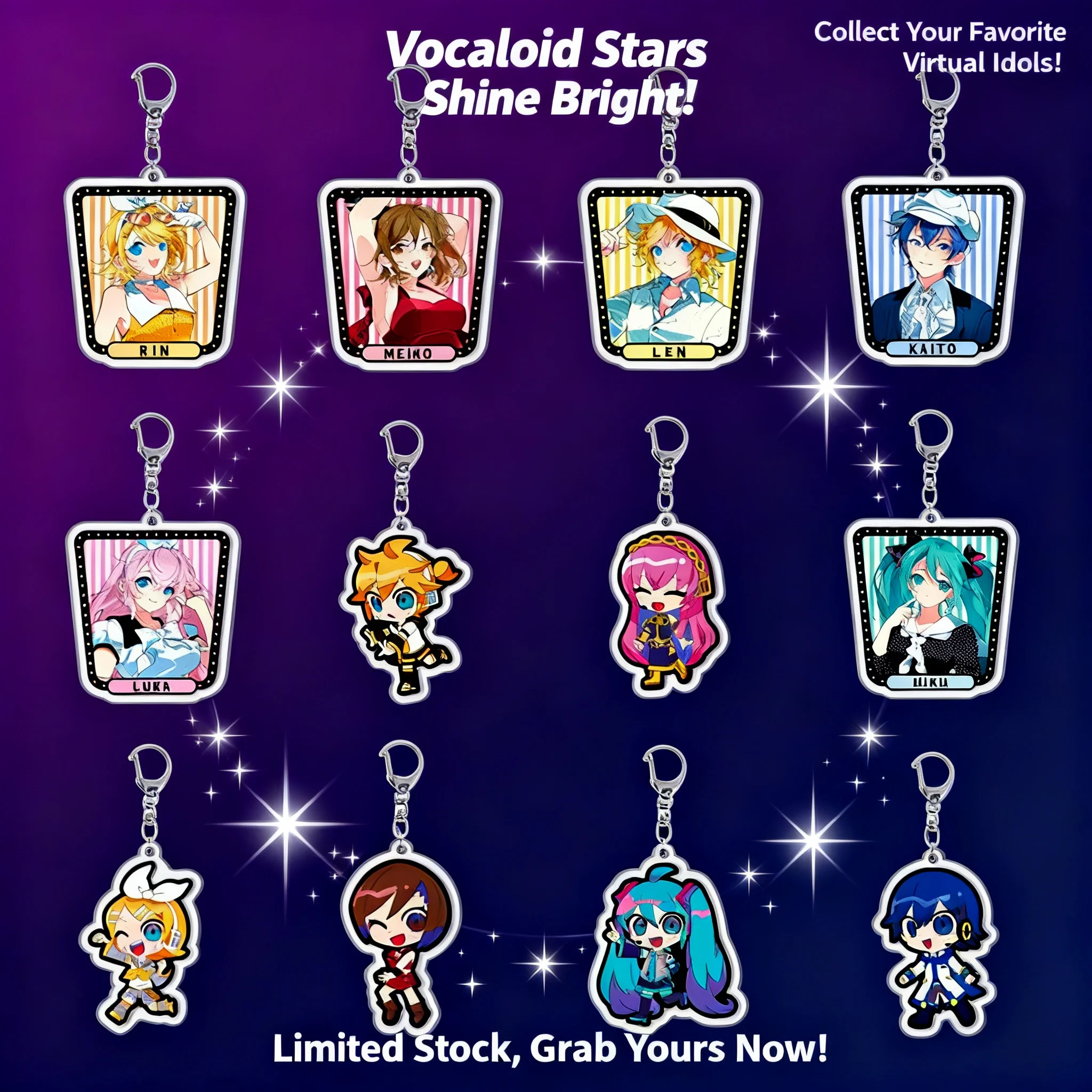 Acrylic Double Sided Keychain Hatsune Miku Kagamine Rin Kagamine Len Vocaloid Anime Cosplay Cute Backpack Pendant Charm
Acrylic Double Sided Keychain Hatsune Miku Kagamine Rin Kagamine Len Vocaloid Anime Cosplay Cute Backpack Pendant Charm