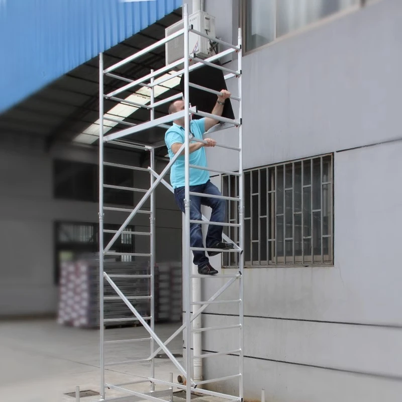 All aluminum alloy folding quick installation mobile scaffolding engineering ladder climbing platform ladder factory direct sale
All aluminum alloy folding quick installation mobile scaffolding engineering ladder climbing platform ladder factory direct sale