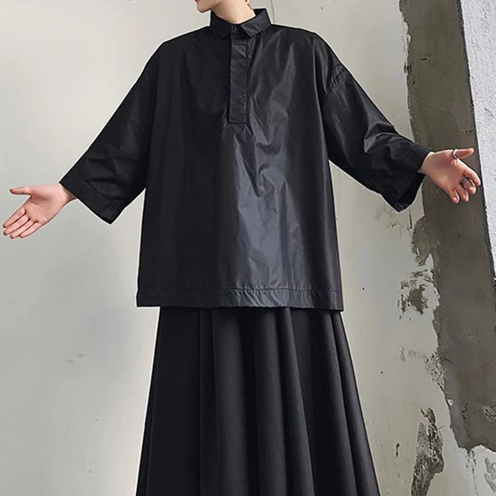 Mens Irregular Loose Fitting Plain Shirt Streetwear Fashion Japanese Dark Designer Short Sleeved Top Men'S Clothing 2026 New
Mens Irregular Loose Fitting Plain Shirt Streetwear Fashion Japanese Dark Designer Short Sleeved Top Men'S Clothing 2026 New