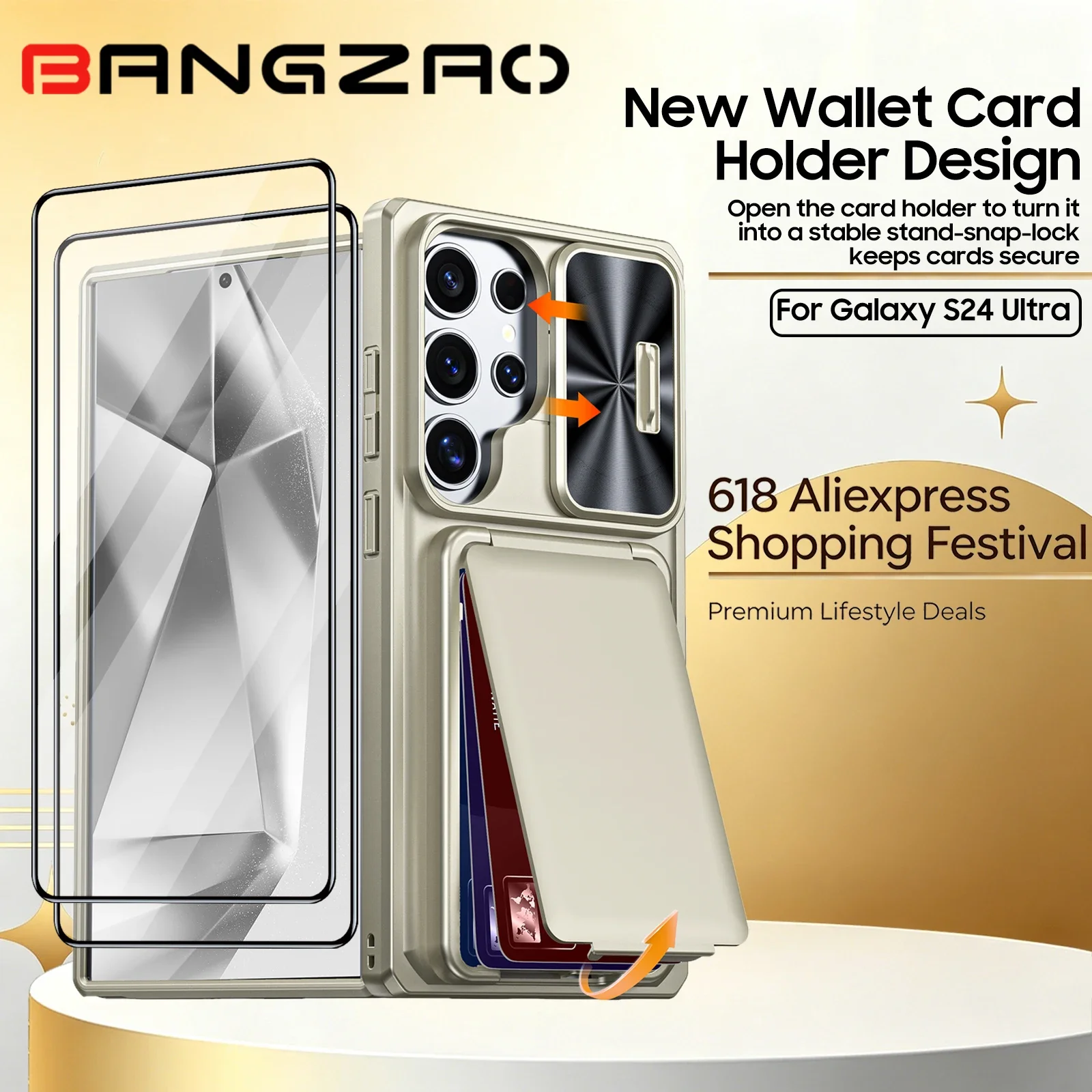 618 Deals For Galaxy S24 Ultra Wallet Case with Card Slot Slide Drop Protection Anti-Fingerprint Rugged Phone Cover-Titanium
618 Deals For Galaxy S24 Ultra Wallet Case with Card Slot Slide Drop Protection Anti-Fingerprint Rugged Phone Cover-Titanium