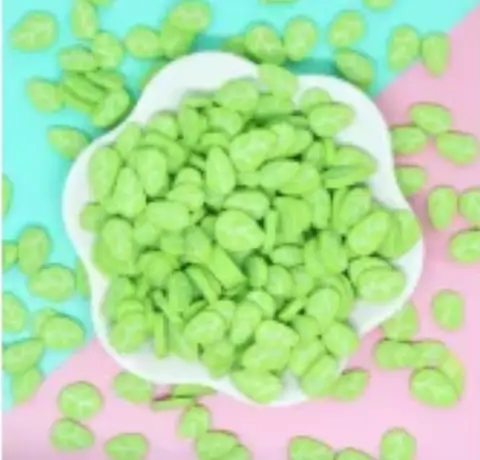 1 kg de hojas verdes, rodajas de arcilla polimérica, 1 cm, color rosa perla, mezclado