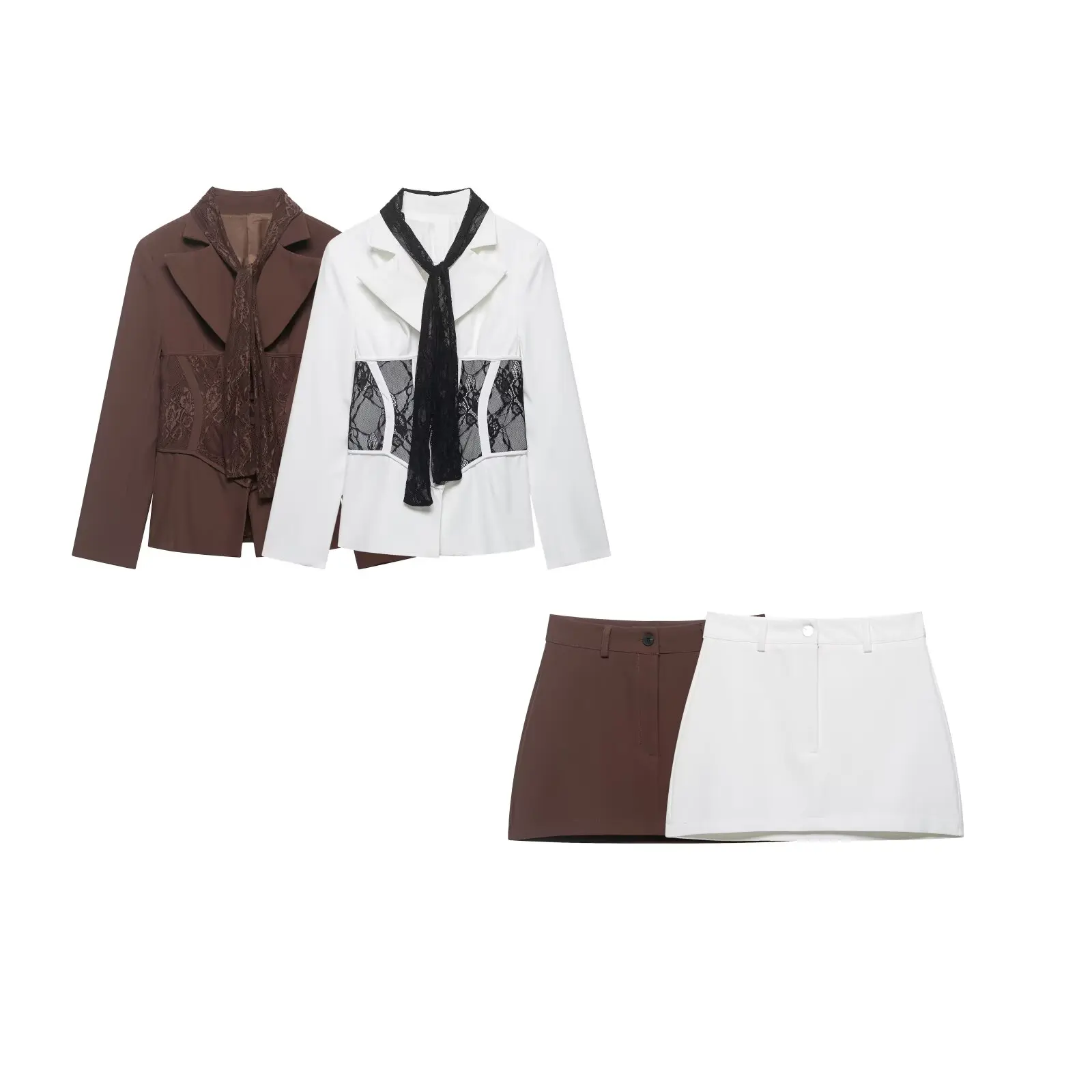 ZOCI Women Fashion 2 Piece Set Solid Lace Up Patchwork Blazer & Vintage Front Zipper Mini Skirt Female Chic Lady Skirts Set
ZOCI Women Fashion 2 Piece Set Solid Lace Up Patchwork Blazer & Vintage Front Zipper Mini Skirt Female Chic Lady Skirts Set