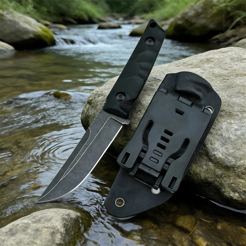 Portable All Black Fixed Blade Knife, 8Cr13MoV Stainless Steel Blade & G10 Handle, EDC Outdoor Utility Tool for Camping Trips
Portable All Black Fixed Blade Knife, 8Cr13MoV Stainless Steel Blade & G10 Handle, EDC Outdoor Utility Tool for Camping Trips