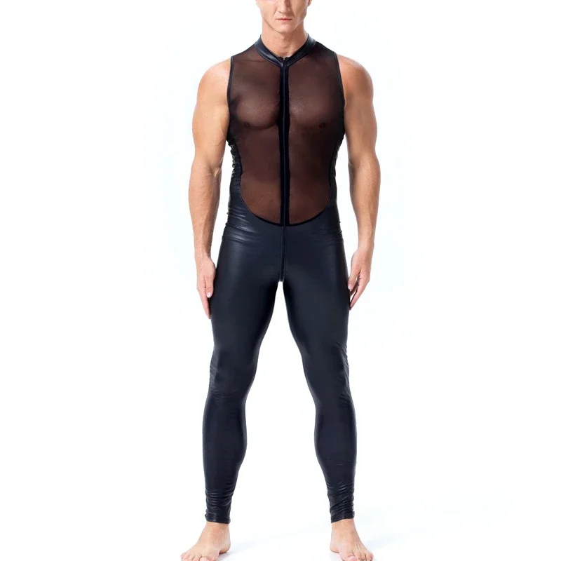 Men Hot Wetlook Faux Leather Mesh Lingerie Bodysuit Erotic Open Crotch Pvc Catsuit Zipper Latex Catsuit Fetish Wear Sexy Costume
Men Hot Wetlook Faux Leather Mesh Lingerie Bodysuit Erotic Open Crotch Pvc Catsuit Zipper Latex Catsuit Fetish Wear Sexy Costume