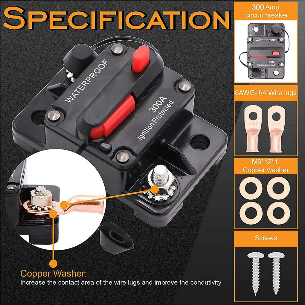 30A 40A 50A 60A 80A 100A 150A 200A 250A 300A AMP Circuit Breaker Fuse Reset 12-48V DC Car Boat Auto Waterproof
30A 40A 50A 60A 80A 100A 150A 200A 250A 300A AMP Circuit Breaker Fuse Reset 12-48V DC Car Boat Auto Waterproof