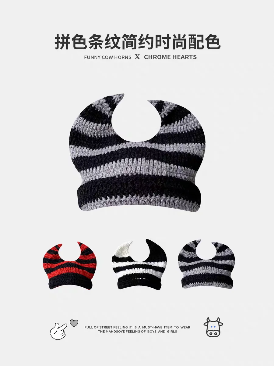 New Korean Style Handmade Crochet Acrylic demon Ears Woman Winter Hat Striped Autumn Beanies Warm Soft Bonnet Skullies Cap Gift 
New Korean Style Handmade Crochet Acrylic demon Ears Woman Winter Hat Striped Autumn Beanies Warm Soft Bonnet Skullies Cap Gift