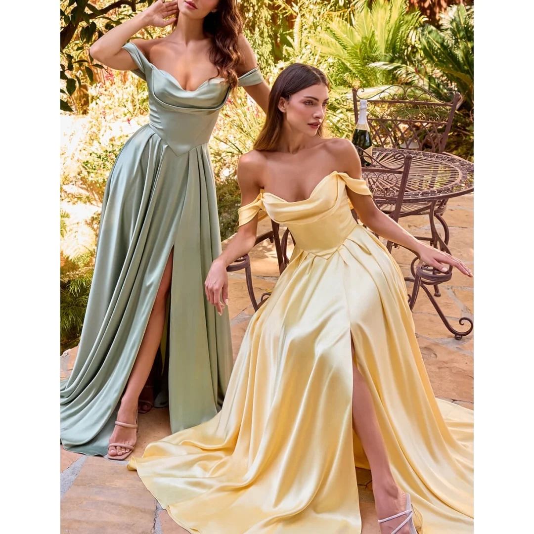 Fashionable Bridesmaid Dresses Wedding Satin A-line Off the Shoulder Elegant Ladies Gowns Simple Side Slit Chic Long Party Dress
Fashionable Bridesmaid Dresses Wedding Satin A-line Off the Shoulder Elegant Ladies Gowns Simple Side Slit Chic Long Party Dress