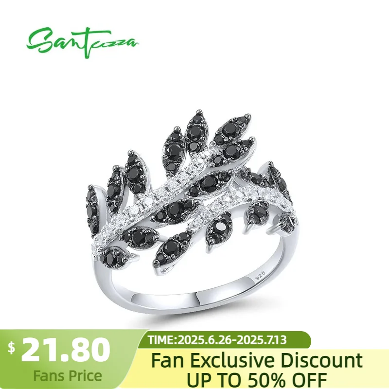 SANTUZZA Silver Ring For Women 925 Sterling Silver Fashion Rings Black Spinel White Cubic Zirconia Plant Party Delicate Jewelry
SANTUZZA Silver Ring For Women 925 Sterling Silver Fashion Rings Black Spinel White Cubic Zirconia Plant Party Delicate Jewelry