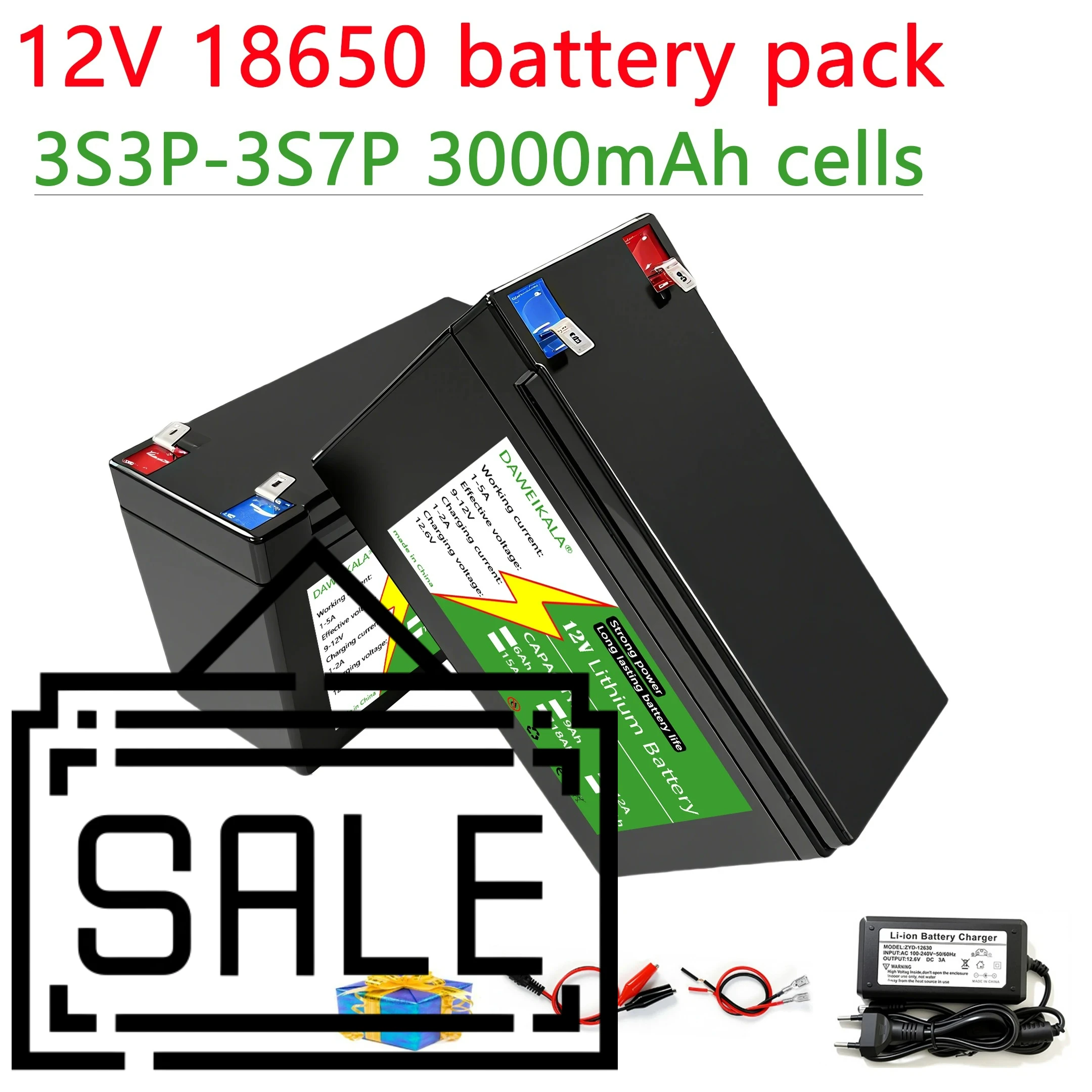 12V 12Ah 15Ah 18Ah 21Ah 18650 lithium battery pack 3S3P 3S7P With BMS For Fishing Boat UPS Toy car Audio Lamp 12.6V Charger
12V 12Ah 15Ah 18Ah 21Ah 18650 lithium battery pack 3S3P 3S7P With BMS For Fishing Boat UPS Toy car Audio Lamp 12.6V Charger
