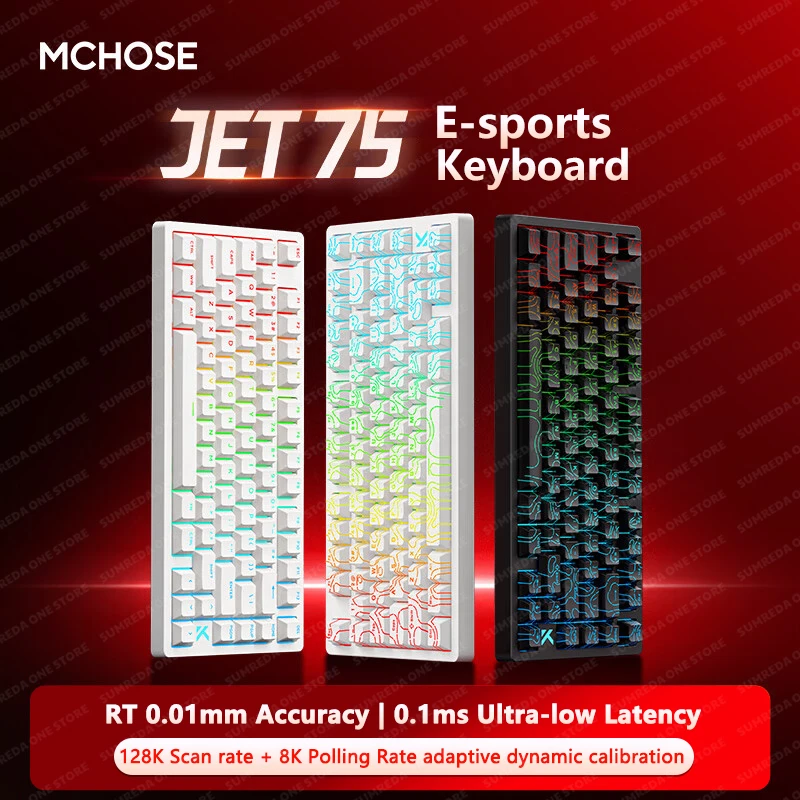 Mchose Jet75 Wired Gaming Magnetic Switch Mechanical Keyboards 8K Polling Rate 128K Scan Rate RT 0.01mm Hotswap Esports Keyboard
Mchose Jet75 Wired Gaming Magnetic Switch Mechanical Keyboards 8K Polling Rate 128K Scan Rate RT 0.01mm Hotswap Esports Keyboard