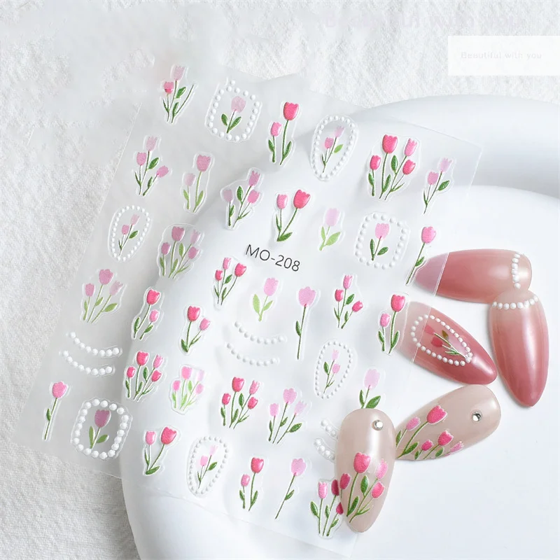 New5D Flowers Nail Stickers Tulip Design Spring Floral Leaf Self-Adhesive Nail Decals Small Fresh Flowers Sliders Manicure Decor
New5D Flowers Nail Stickers Tulip Design Spring Floral Leaf Self-Adhesive Nail Decals Small Fresh Flowers Sliders Manicure Decor