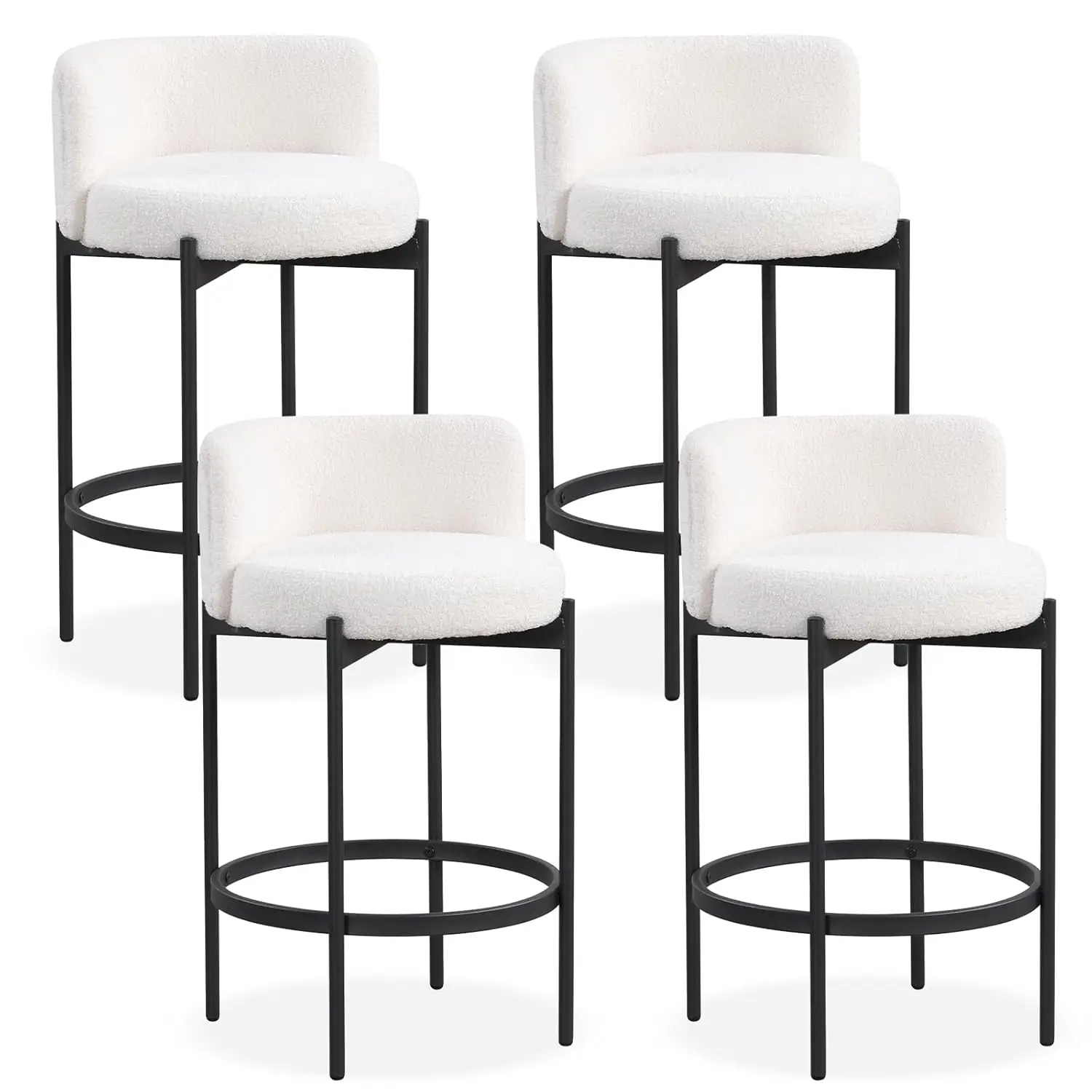 Counter Height Bar Stools Set of 4, 24.5 Inch Boucle Modern Barstools w/Curved Backrest, Metal Frame, Comfy Footrest, Upholstere
Counter Height Bar Stools Set of 4, 24.5 Inch Boucle Modern Barstools w/Curved Backrest, Metal Frame, Comfy Footrest, Upholstere