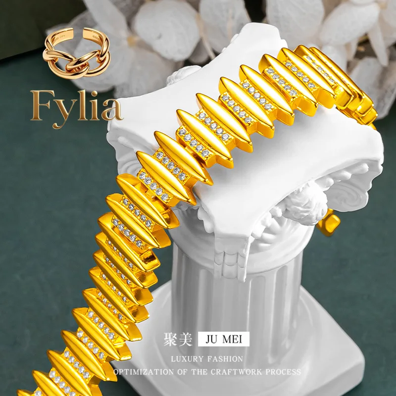 Fylia Jewelry Fylia Jewelry 24K gold 14n striped diamond bracelet 9999 Real gold wide version inlaid with Haoshi national sty
Fylia Jewelry Fylia Jewelry 24K gold 14n striped diamond bracelet 9999 Real gold wide version inlaid with Haoshi national sty