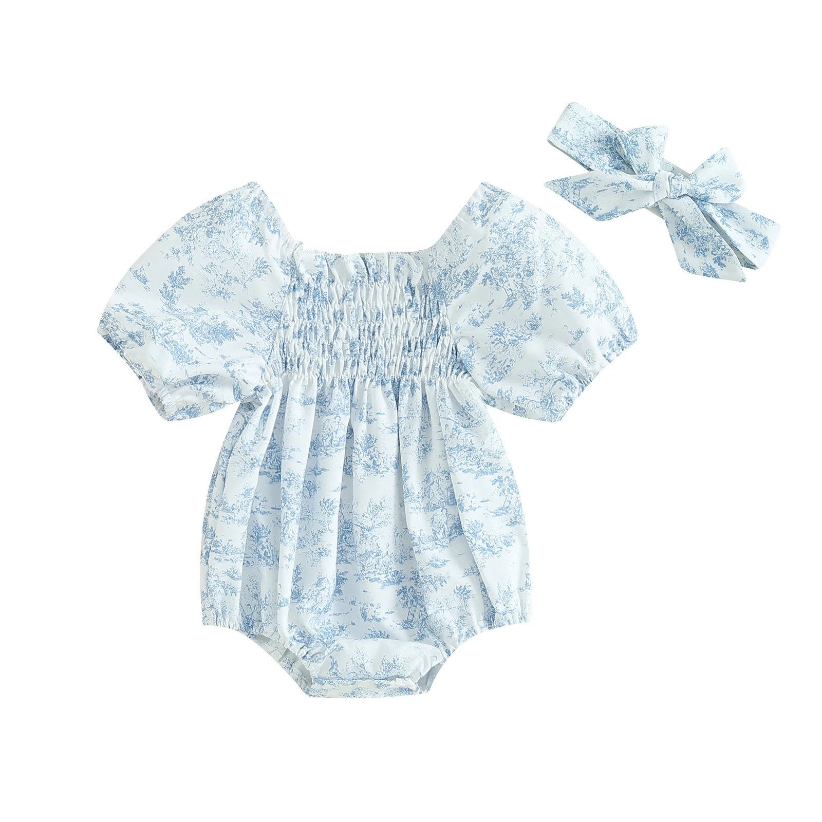 Baby Girls Rompers Floral Print Ruched Puff Sleeve Toddler Bodysuits Summer Clothes Infant Jumpsuits with Headband
Baby Girls Rompers Floral Print Ruched Puff Sleeve Toddler Bodysuits Summer Clothes Infant Jumpsuits with Headband