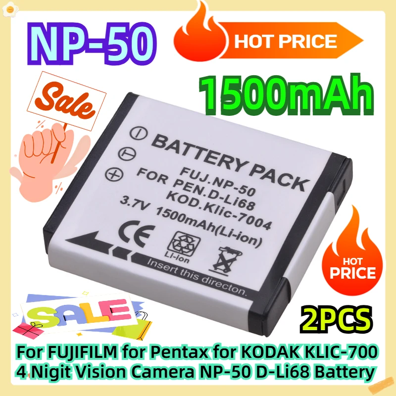 For FUJIFILM for Pentax for KODAK KLIC-7004 Nigit Vision Camera NP-50 D-Li68 Battery 1500mAh 2pcs
For FUJIFILM for Pentax for KODAK KLIC-7004 Nigit Vision Camera NP-50 D-Li68 Battery 1500mAh 2pcs