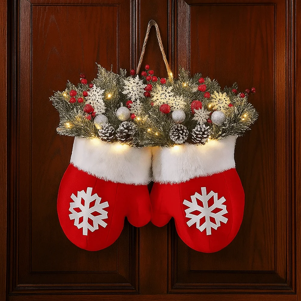 Twinkling Christmas Mitten Wreath Artificial Berries with LED Lights Christmas Glove Wreath Large Size
Twinkling Christmas Mitten Wreath Artificial Berries with LED Lights Christmas Glove Wreath Large Size